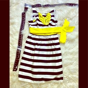 AB Studio /Black and white dress with yellow belt